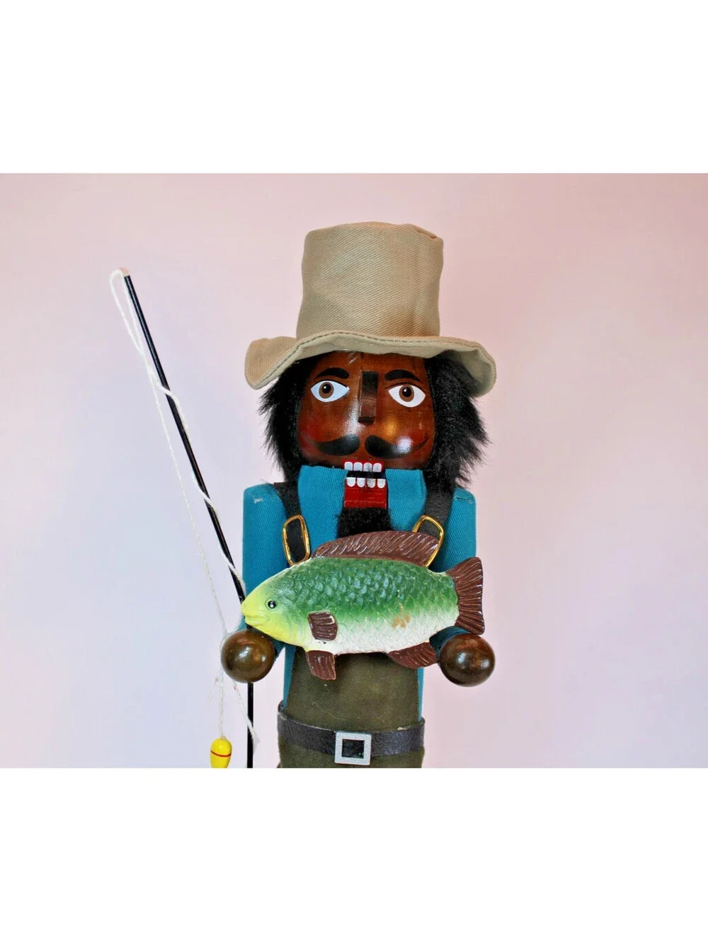 Cute Brown Fisherman Nutcracker with his Catch Christmas 14